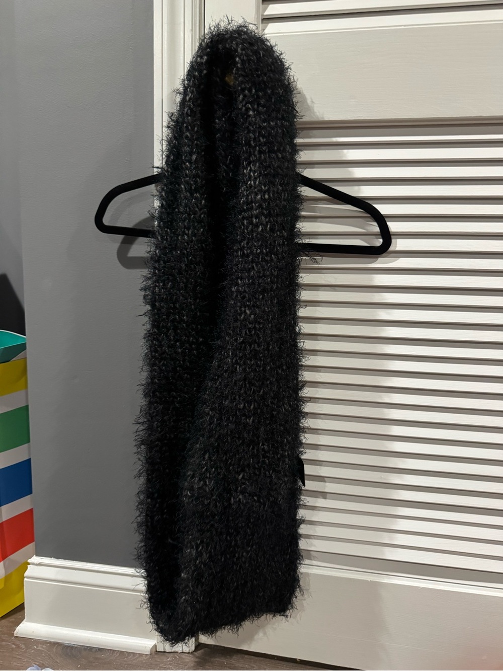 Deena & Ozzy Black Fuzzy Knit Scarf